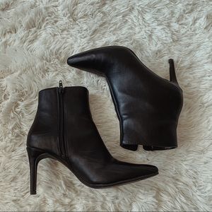 Black pointed toe booties
